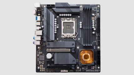 Fototapeta premium Computer motherboard with various components and ports