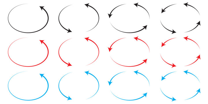 circle arrow icon set. circular arrow icon, refresh, reload, Round shape. Set of circle arrows rotating on white backgroundEPS10