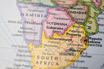 Naklejka premium Gaborone Botswana – Map Location with Blurred Background