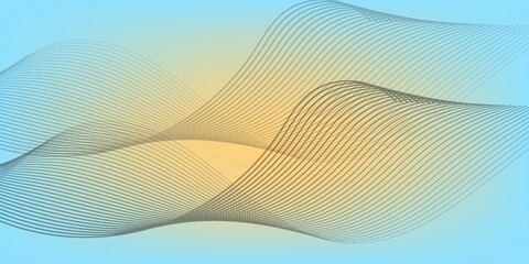 Abstract Wavy Lines Background With Blue And Yellow Gradient For Modern Design
