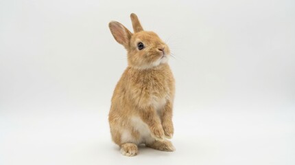 Obraz premium Cute Brown Rabbit Sitting Alone.
