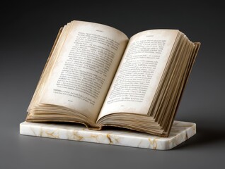 Fototapeta premium Book with bookmark open book resting flat displaying pages and a thin bookmark placed across the top