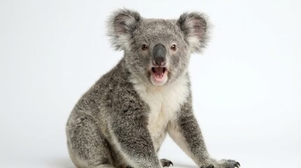 Fototapeta premium Koala sitting on white background.