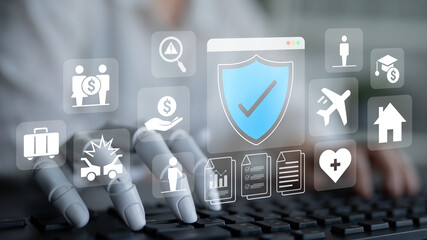 AI analyzing insurance data for claims, risk prediction, and fraud detection, improving policy...