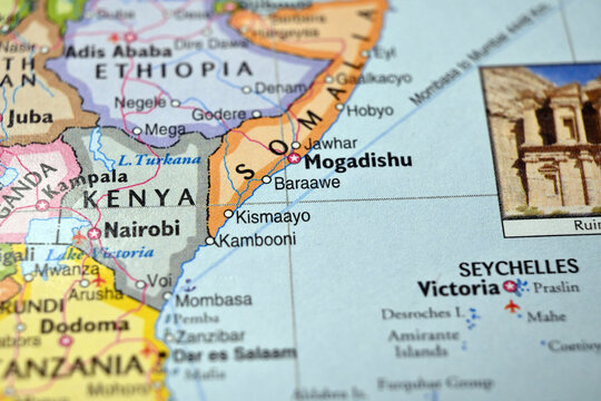Kismaayo Somalia Macro World Map Defocused Bokeh Background Close Up Geographic Image