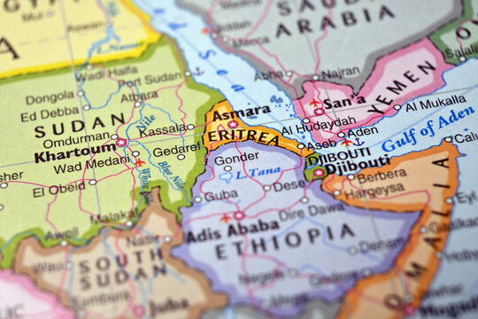 Eritrea Macro World Map Defocused Bokeh Background Close Up Geographic Image