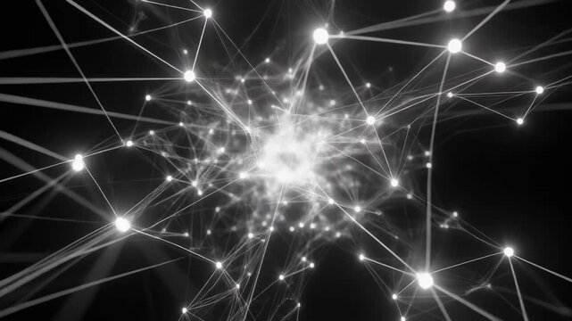 Abstract Glowing Plexus Network of Interconnected Digital Nodes.