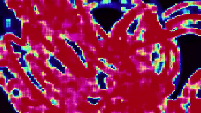 Abstract Pixel Noise Overlay with Mosaic Pattern