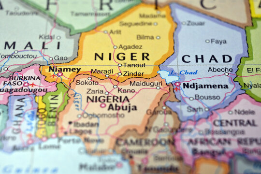 Zinder Niger on World Map with Blurred Background &ndash; Geography Location Concept
