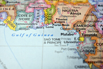 Obraz premium Lome Togo Macro World Map Defocused Bokeh Background Close Up Image