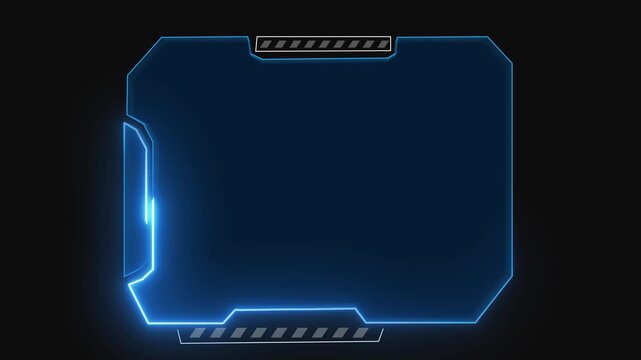 Interface panel animation glowing futuristic UI frame with controls. Interface panel technology concept for dashboard visuals. Interface panel modern motion background loop.