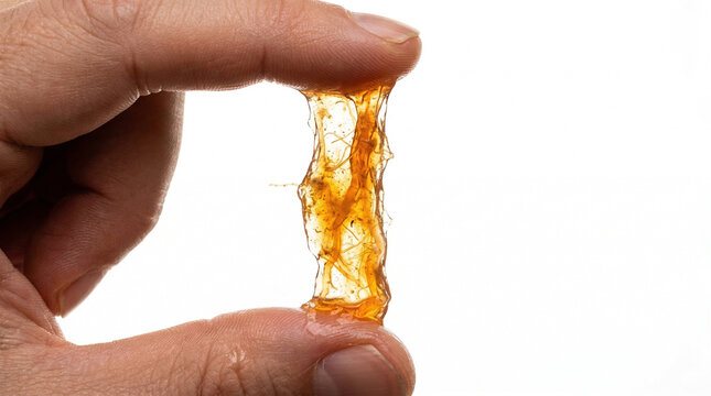 Apple Cider Vinegar Mother of Vinegar Cellulose Strand Macro White Background Studio Fermentation Photography