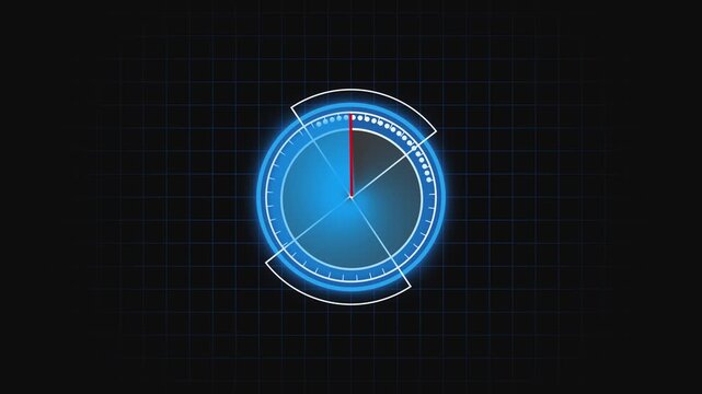 Digital compass animation with glowing interface directional pointer. Digital compass navigation concept for technology visuals. Digital compass modern motion background loop.