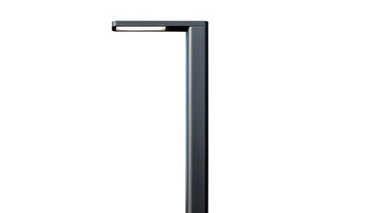 Obraz premium Modern minimalist LED street light, dark grey outdoor lamp with glowing strip isolated on transparent background, urban design element PNG
