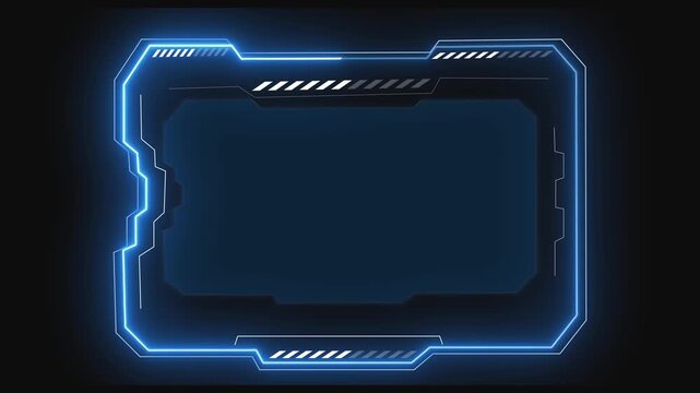 Digital display frame animation with glowing futuristic border design. Digital display frame modern UI concept for tech visuals. Digital display frame motion background loop.
