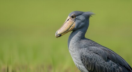 Obraz premium Majestic African Shoebill Bird Standing in Natural Wetland Environment