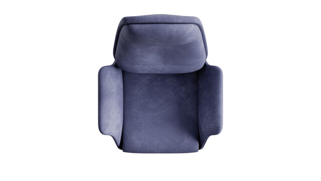 Top view of a blie office armchair on a transparent background.
