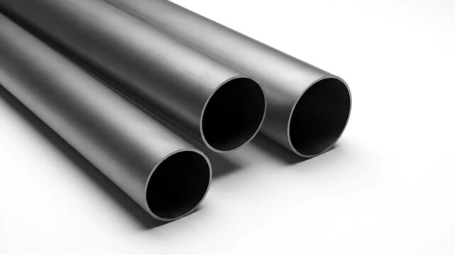 Metal pipes on white background.