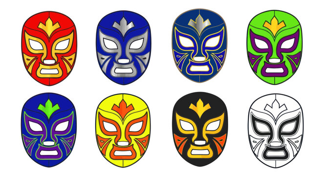 Colorful Luchador Masks Collection - Mexican Wrestling Icons
