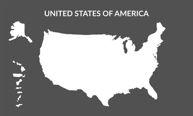 Obraz premium Map of the United States of America isolated on black. Vector flat background.