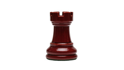 Glossy dark red chess rook piece, a classic game element, isolated on transparent background for strategic design projects PNG © Vasilis