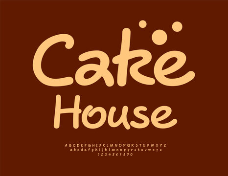 Vector Delicious label Sweet Cookies. Beautiful Cursive Font. Stylish Alphabet Letters and Numbers set.