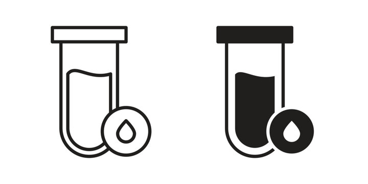 Blood test icon line drawing. Minimalist style icons