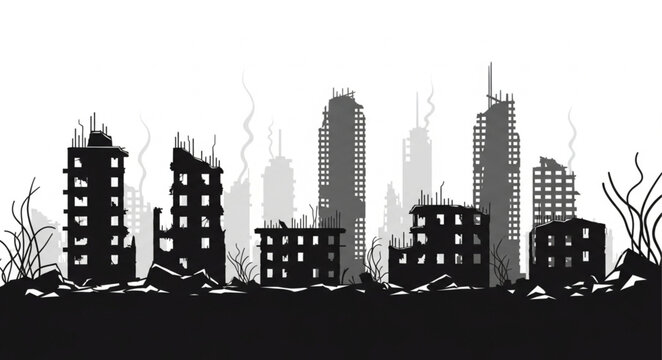 City Skyline Urban Landscape Ruins.