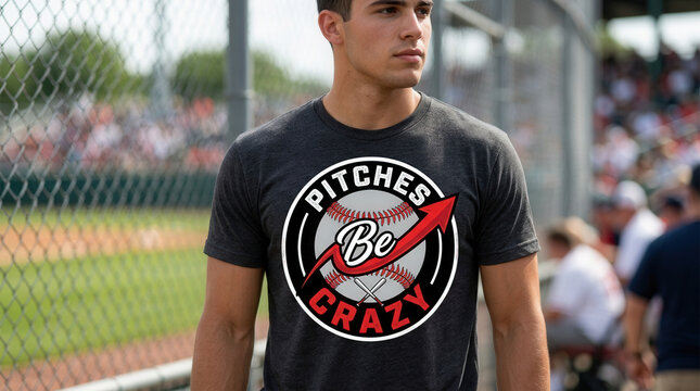 Young Male Athlete Wearing Casual Baseball T-Shirt at Sports Event