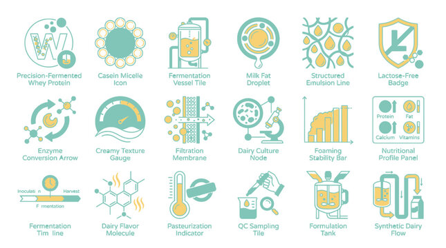Collection of various digital icons and symbols for technology and business BOA displayed.