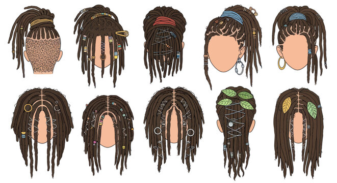 Diverse Dreadlock Hairstyles Collection - Braids, Beads, and Accessories