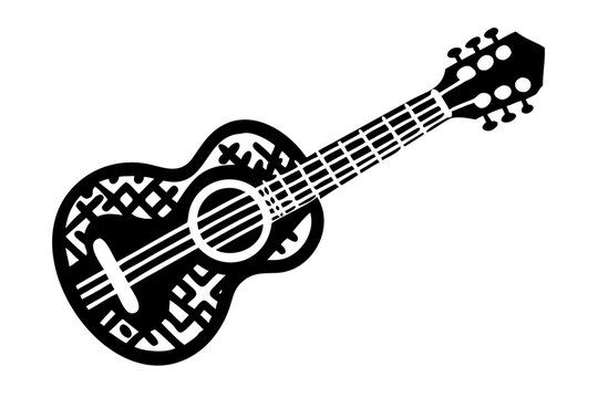resonator guitar silhouette illustration for music, instrument, and blues performance design
