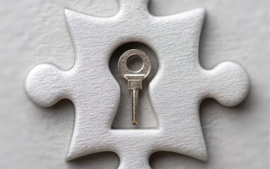 Fototapeta premium Keyhole Inserted in Puzzle Piece Symbolizing Problem Solving