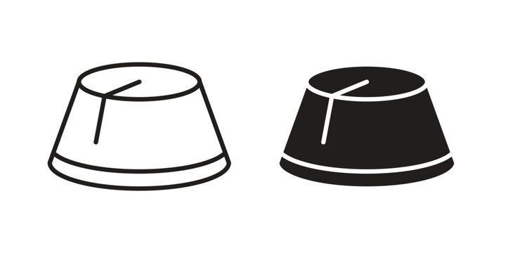 Fez hat icon line drawing. Minimalist style icons