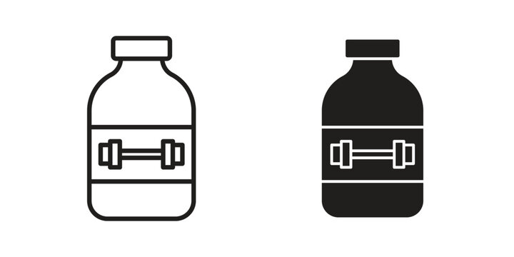 Fitness supplement icon line drawing. Minimalist style icons
