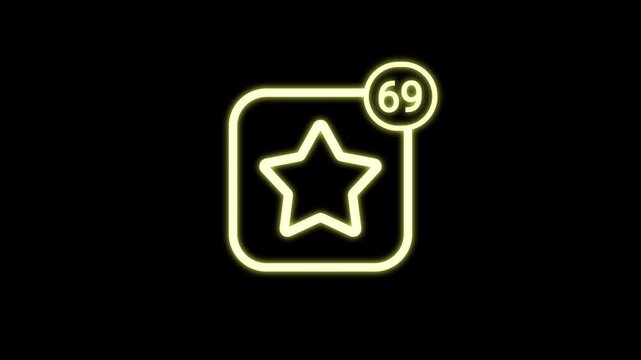 App Star Rating Review Animation with Badge Counter and Soft Glow Outline on Black Background
