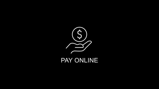 Online payment concept with hand holding dollar sign coin on black background pay online e-commerce digital transaction
