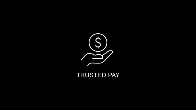Trusted pay animation hand holding dollar coin symbolizing secure payment hand holding money payment symbol