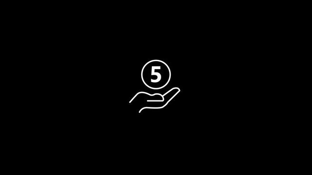 Hand holding number five on black background symbolizing five ranking or fifth anniversary celebration