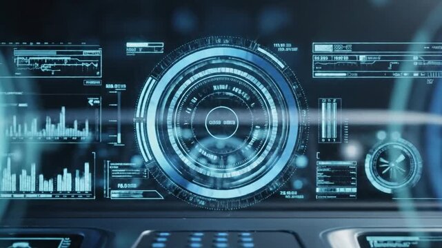 Futuristic Interface: A high-tech digital interface glows with intricate data visualizations, embodying the cutting-edge of technological innovation.