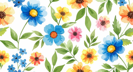 Obraz premium A colorful garden-inspired pattern showcasing blooming flowers in a harmonious arrangement