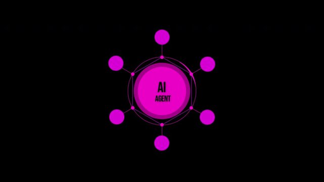 4K Transparent Multi-Agent System Animation. Glowing AI Agent Central Nexus with Autonomous Node Cluster and Neural Connectivity (Alpha Channel)