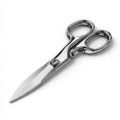 Obraz premium Polished Chrome Scissors Isolated on White Background