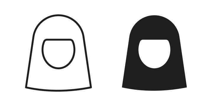 Muslim woman icon line drawing. Minimalist style icons