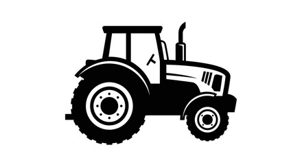 Obraz premium Black and white farm tractor vector icon isolated on a white background