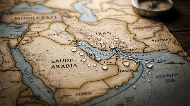 Strategic Map of Iran and Persian Gulf with Maritime Symbols