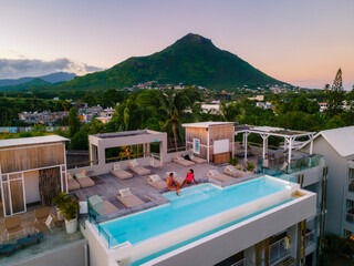 Fototapeta premium Luxurious retreat with stunning mountain views in Rivire Noire, Mauritius