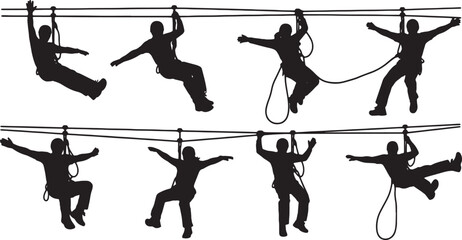 Black Solid Adventure Sport Silhouettes Set of Six on White Background © AADIL