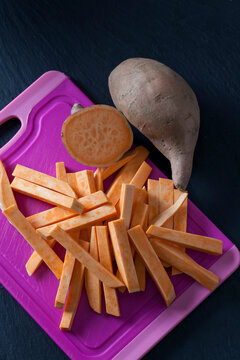 Sliced and whole sweet potato