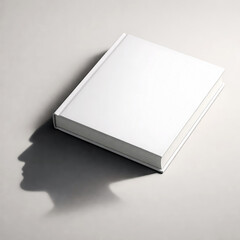 Fototapeta premium Closed blank white book with a human head silhouette shadow